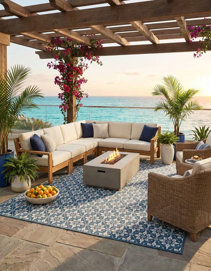 Detail image of 10' x 14' Easy-Clean Trellis Indoor / Outdoor Rug