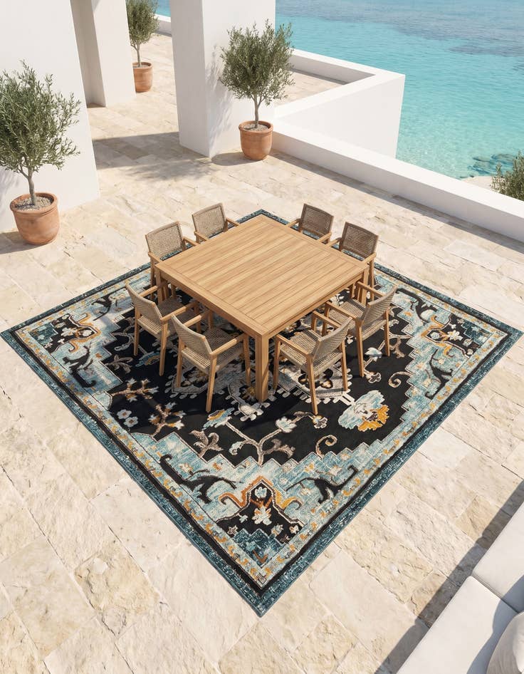 Detail image of 10' x 10' Easy-Clean Casablanca Indoor / Outdoor Square Rug