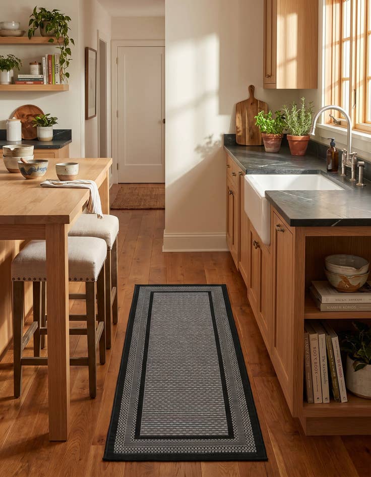 Detail image of 2' 2 x 6' Easy-Clean Border Indoor / Outdoor Runner Rug