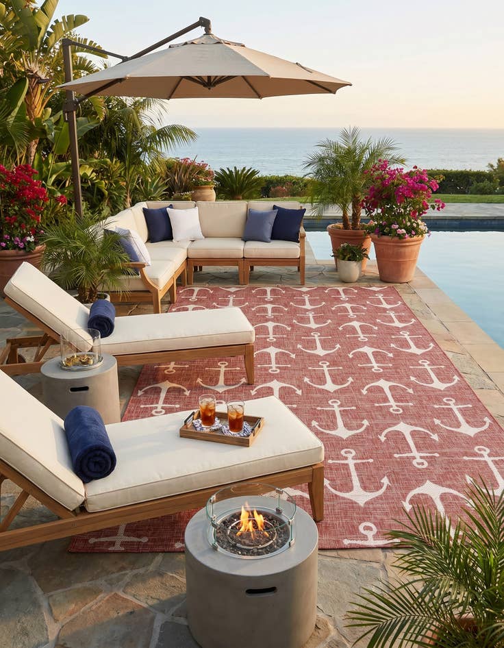 Detail image of 7' 10 x 11' Easy-Clean Coastal Indoor / Outdoor Rug