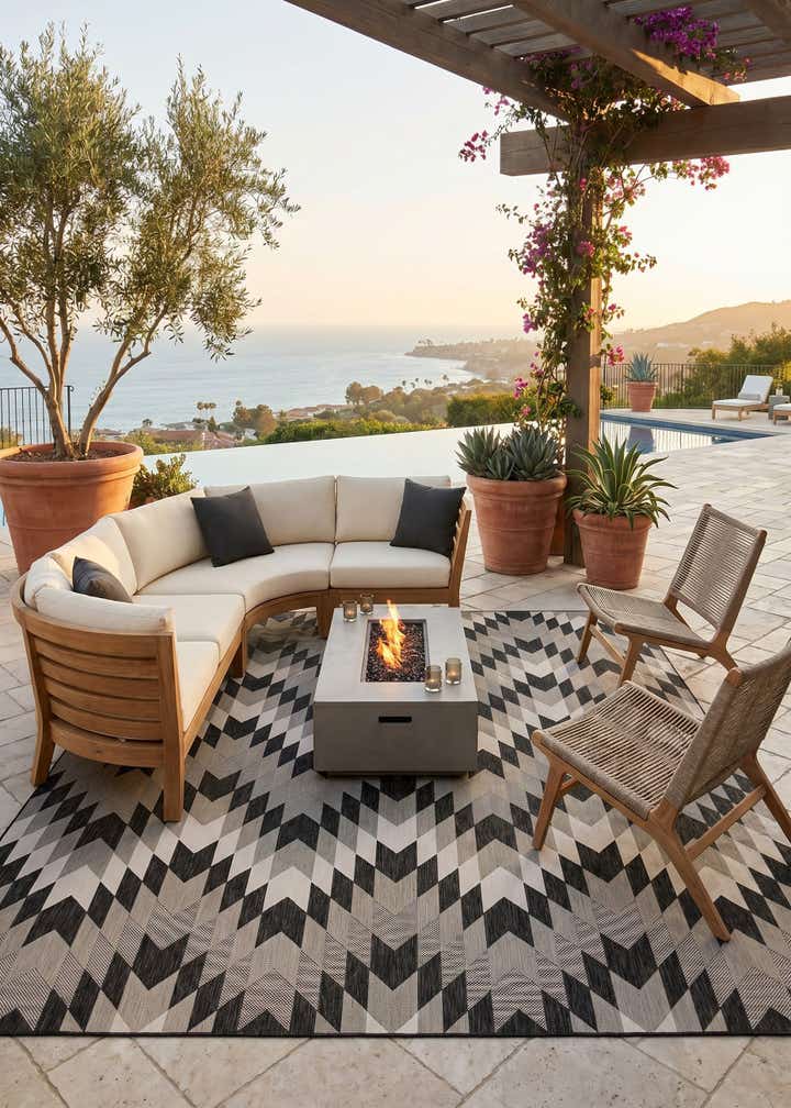 13' x 13' Easy-Clean Modern Indoor / Outdoor Square Rug
