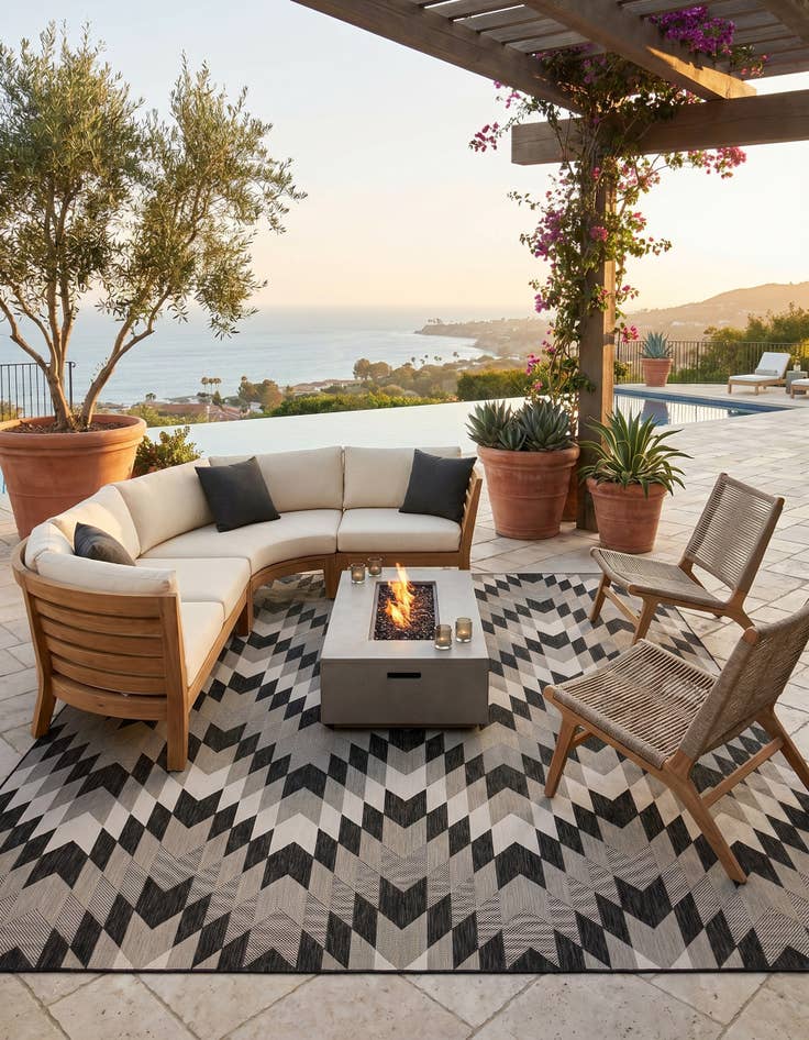 Detail image of 13' x 13' Easy-Clean Modern Indoor / Outdoor Square Rug