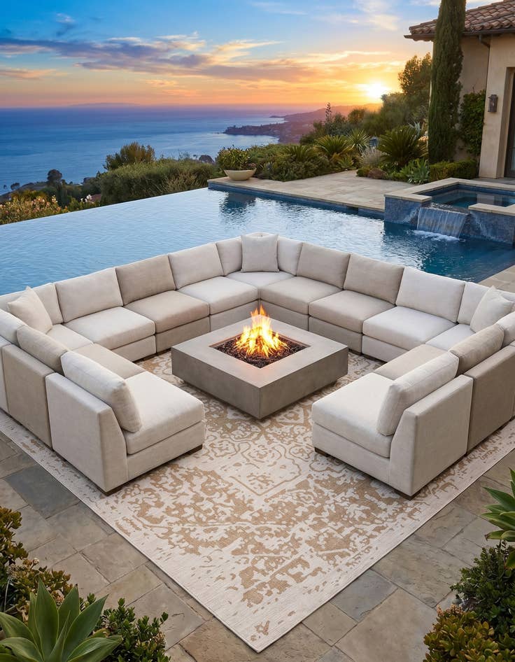 Detail image of 13' x 13' Easy-Clean Jill Zarin Dubai Indoor / Outdoor Square Rug