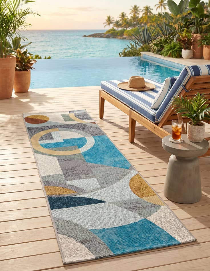 Detail image of 2' x 6' 1 Easy-Clean Modern Indoor / Outdoor Runner Rug