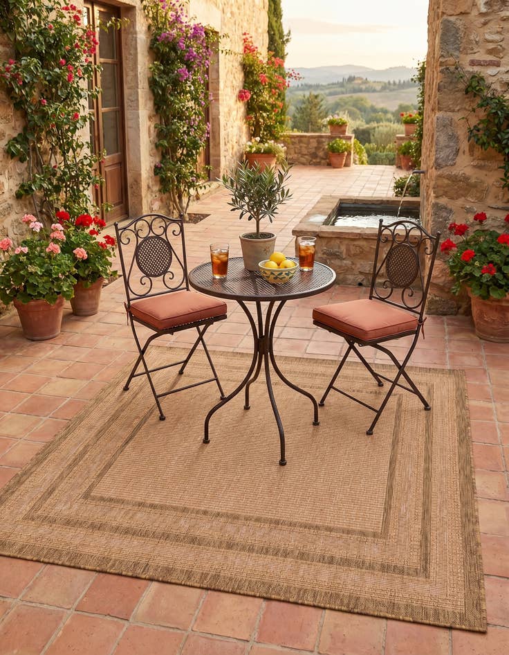 Detail image of 6' x 6' Easy-Clean Border Indoor / Outdoor Square Rug