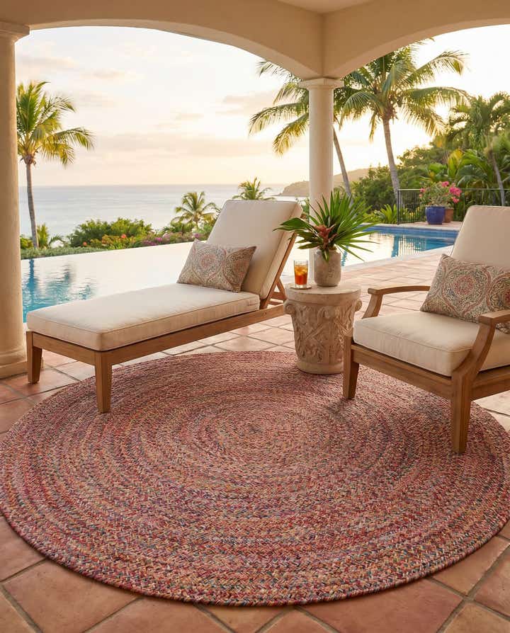 5' 3 x 5' 3 Easy-Clean Eco Verse Washable Indoor / Outdoor Round Rug