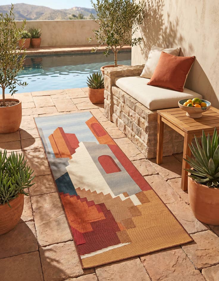 Detail image of 2' x 6' Easy-Clean Modern Indoor / Outdoor Runner Rug