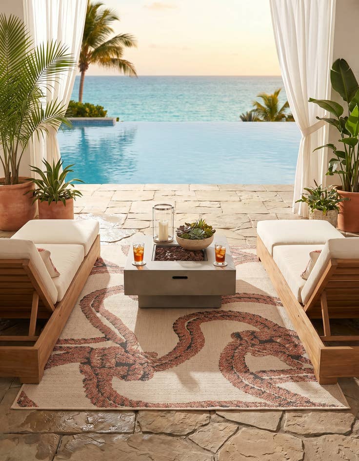 Detail image of 4' x 6' Easy-Clean Coastal Indoor / Outdoor Rug