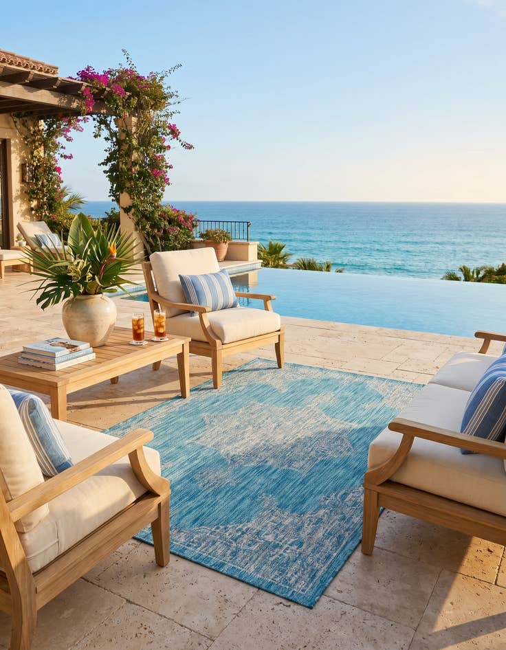 Detail image of 4' x 6' Easy-Clean Traditional Indoor / Outdoor Rug