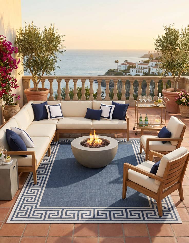 Detail image of 9' x 12' Easy-Clean Coastal Indoor / Outdoor Rug