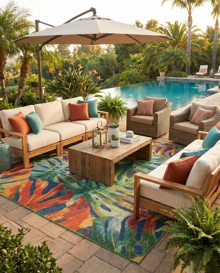 Detail image of 7' 10 x 10' Easy-Clean Baja Indoor / Outdoor Rug