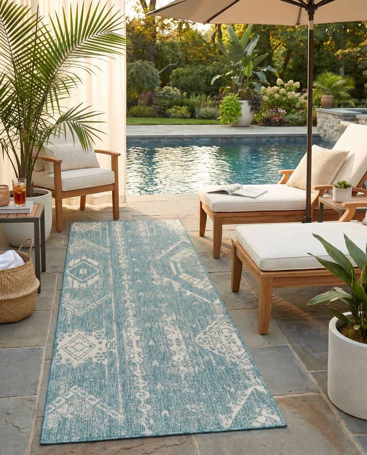 2' 7 x 8' Easy-Clean Bohemian Indoor / Outdoor Runner Rug
