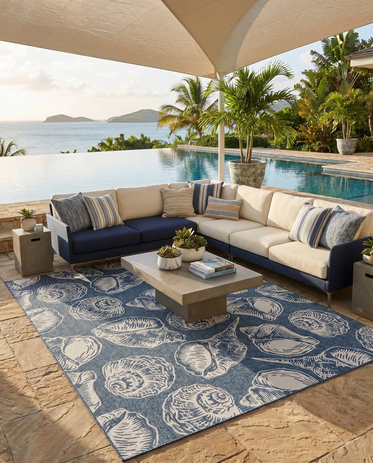 Detail image of 9' x 12' Easy-Clean Coastal Indoor / Outdoor Rug