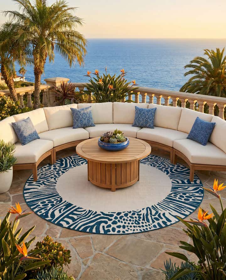 7' 10 x 7' 10 Easy-Clean Safari Indoor / Outdoor Round Rug