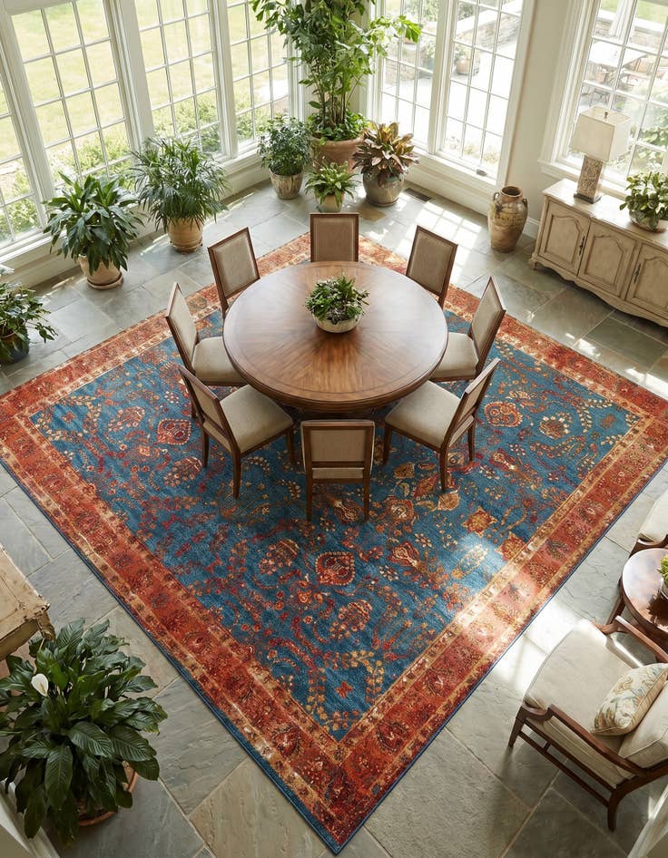 Detail image of 10' x 10' Easy-Clean Traditional Indoor / Outdoor Square Rug