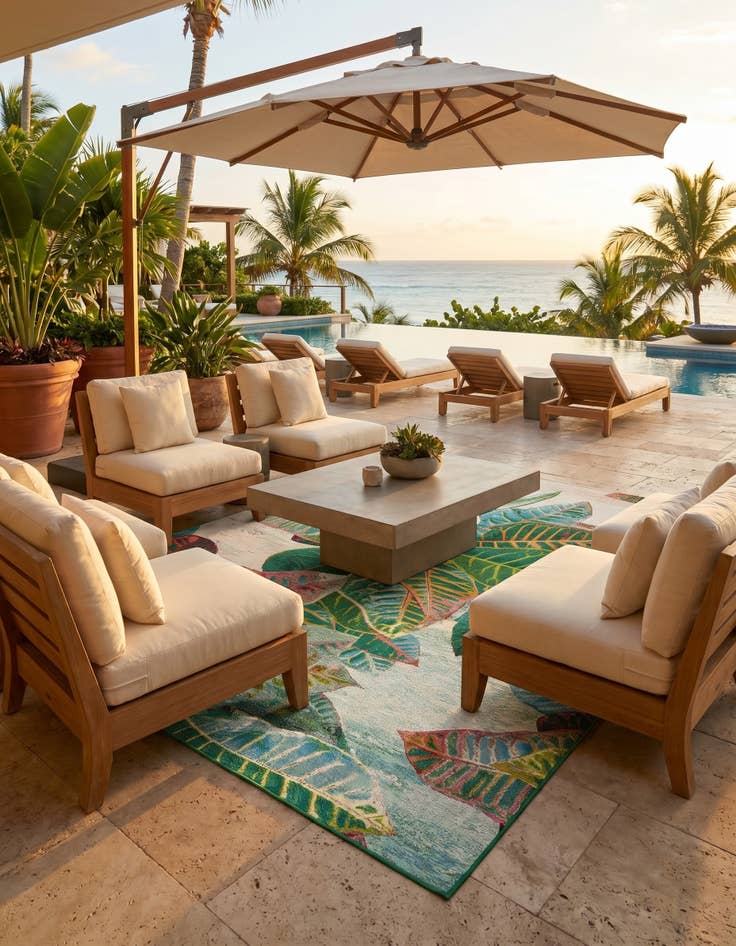 Detail image of 7' x 10' Easy-Clean Botanical Indoor / Outdoor Rug