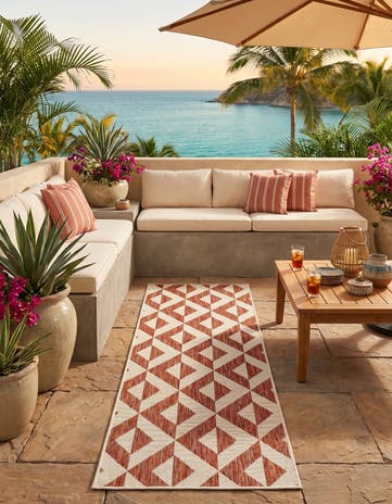 Rust Red Easy-Clean Jill Zarin Napa Indoor / Outdoor Runner Rug