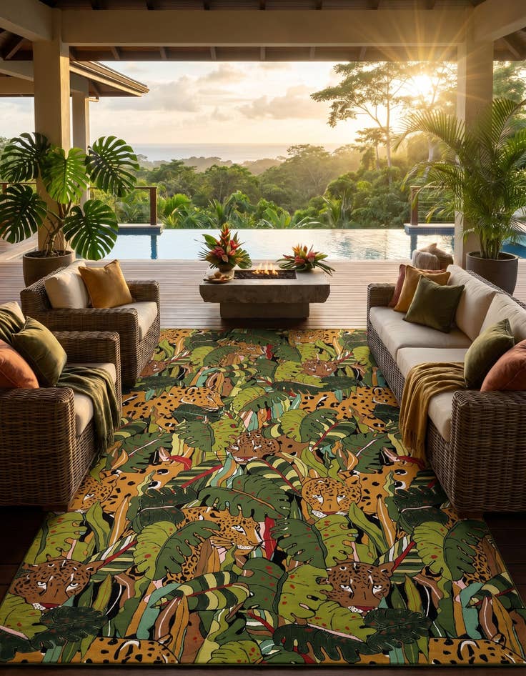 Detail image of 10' x 14' Easy-Clean Botanical Indoor / Outdoor Rug