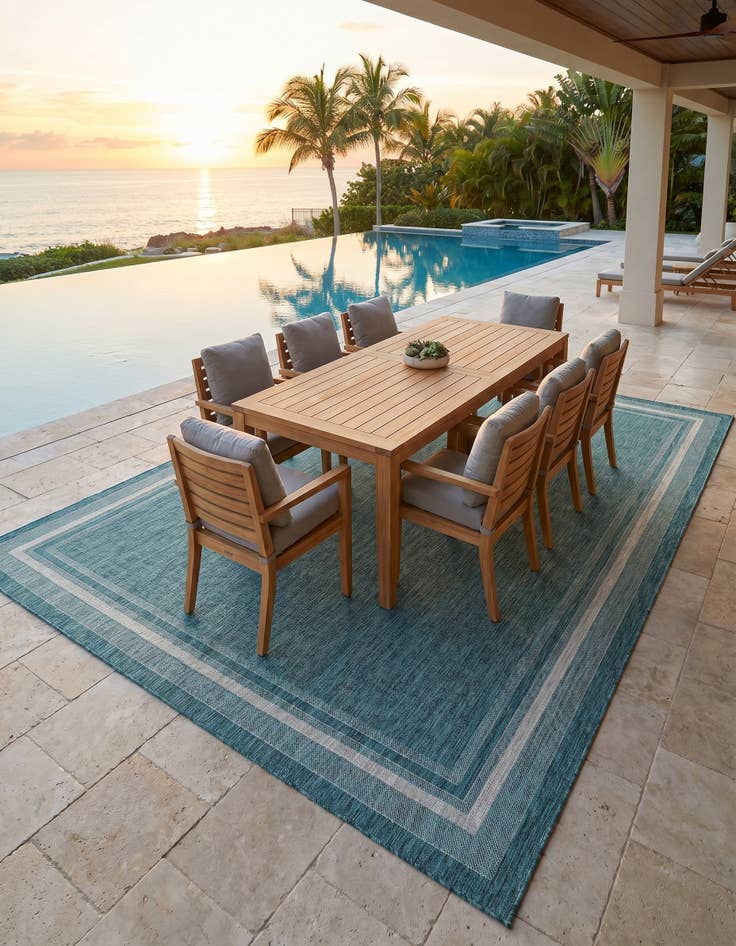 Detail image of 10' x 13' Easy-Clean Border Indoor / Outdoor Rug