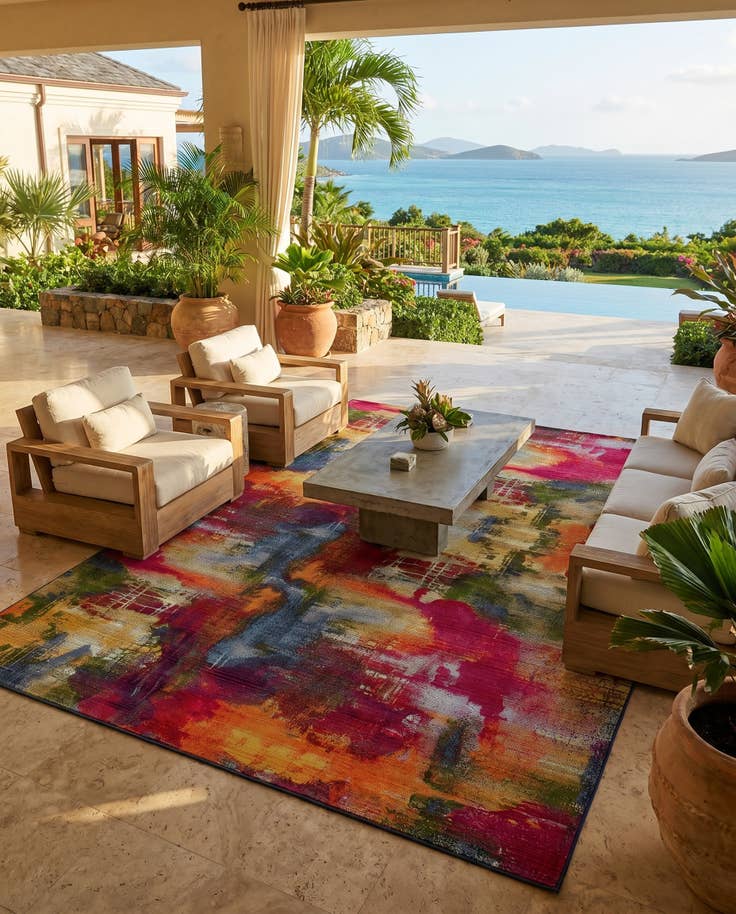 Detail image of 8' x 11' 4 Easy-Clean Modern Indoor / Outdoor Rug