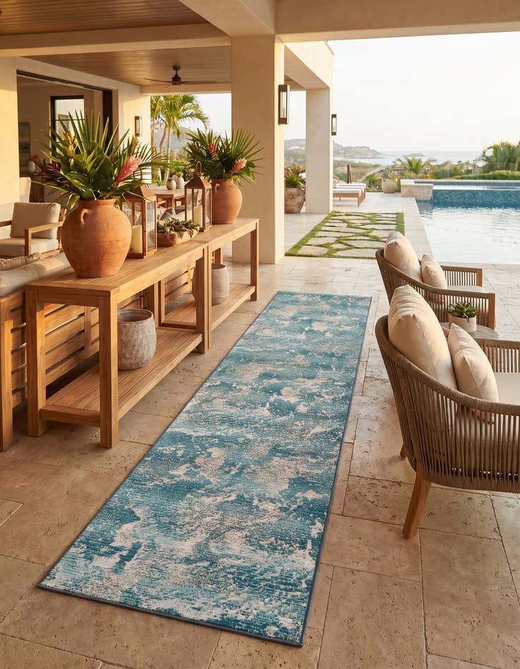 Detail image of 2' 7 x 10' Easy-Clean Modern Indoor / Outdoor Runner Rug
