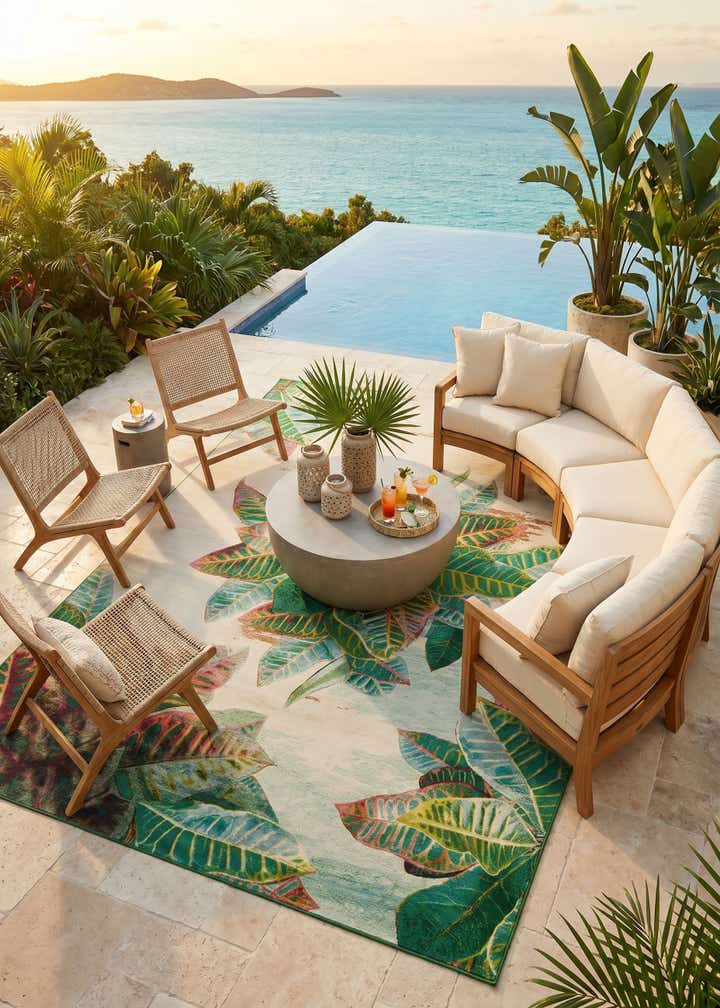 10' x 14' 2 Easy-Clean Botanical Indoor / Outdoor Rug