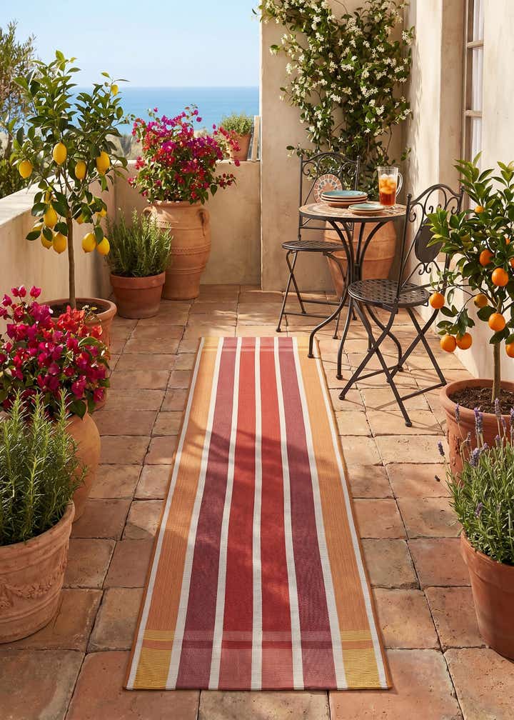 2' x 8' Easy-Clean Striped Indoor / Outdoor Runner Rug