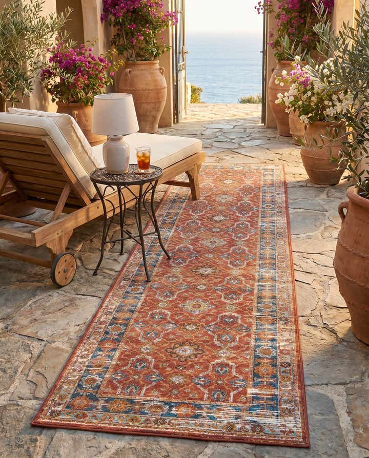2' 7 x 10' Easy-Clean Traditional Indoor / Outdoor Runner Rug