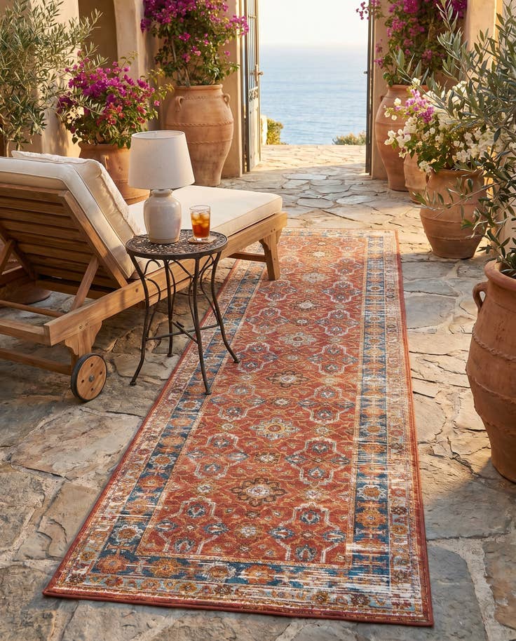 Detail image of 2' 7 x 10' Easy-Clean Traditional Indoor / Outdoor Runner Rug