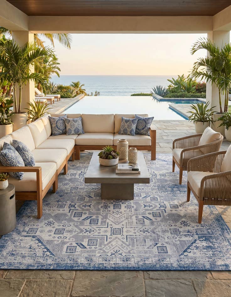 Detail image of 10' x 14' Easy-Clean Aztec Indoor / Outdoor Rug