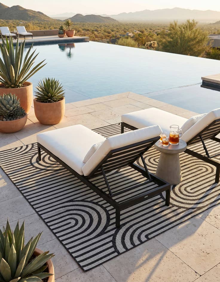Detail image of 7' 10 x 7' 10 Easy-Clean Modern Indoor / Outdoor Square Rug