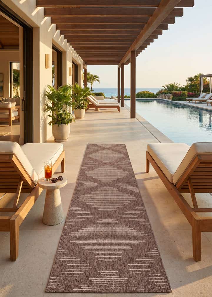 3' 3 x 14' Easy-Clean Modern Indoor / Outdoor Runner Rug