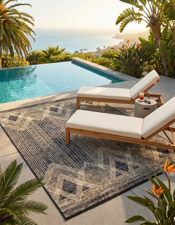 Detail image of 5' x 7' Easy-Clean Modern Indoor / Outdoor Rug