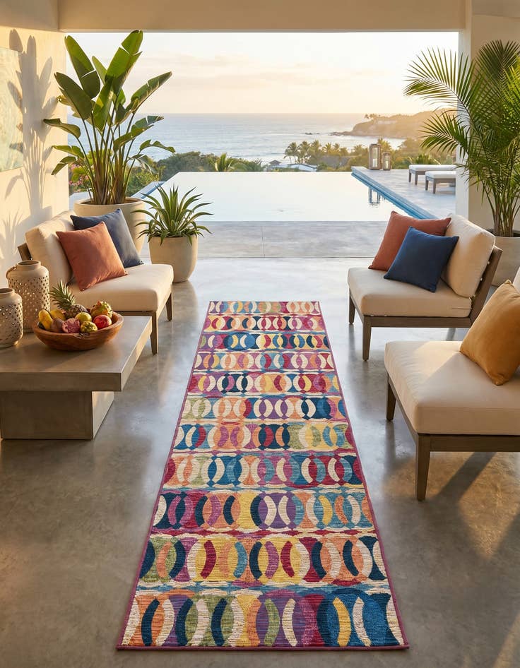 Detail image of 2' x 8' Easy-Clean Modern Indoor / Outdoor Runner Rug