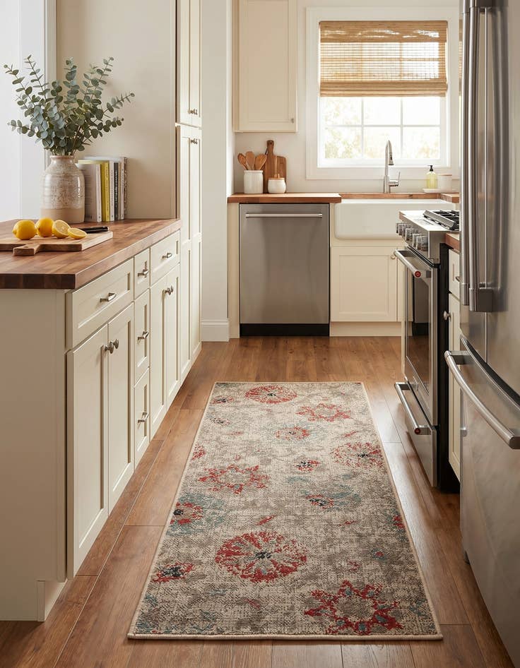 Detail image of 2' x 5' Easy-Clean Botanical Indoor / Outdoor Runner Rug