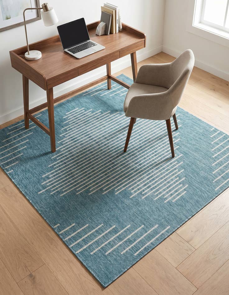 Detail image of 5' 3 x 5' 3 Easy-Clean Modern Indoor / Outdoor Square Rug