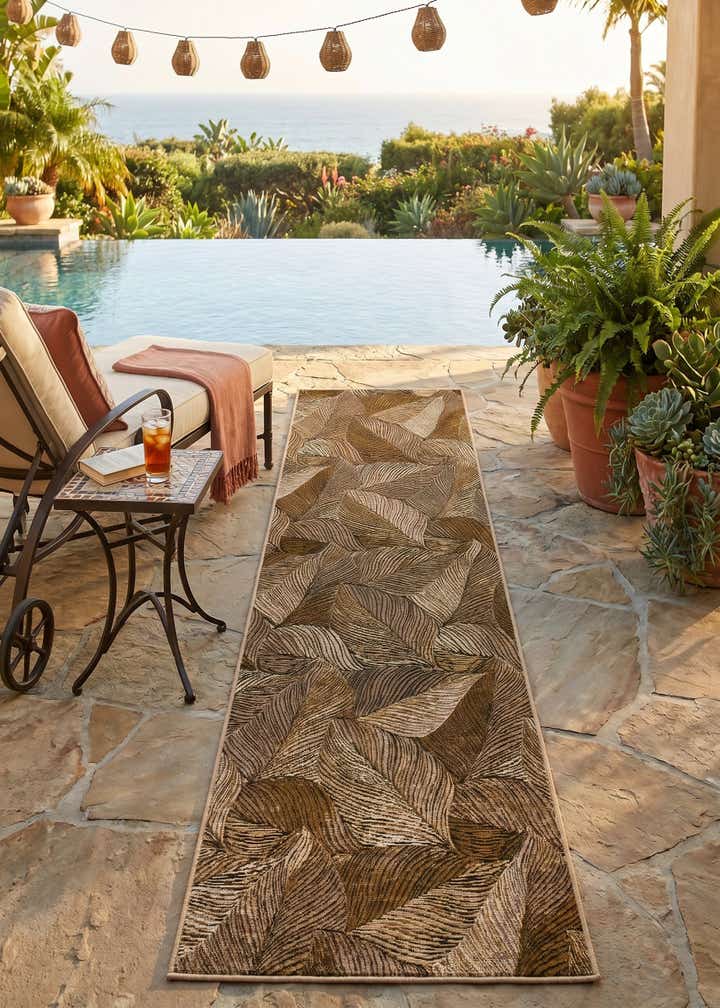 2' 7 x 10' Easy-Clean Botanical Indoor / Outdoor Runner Rug