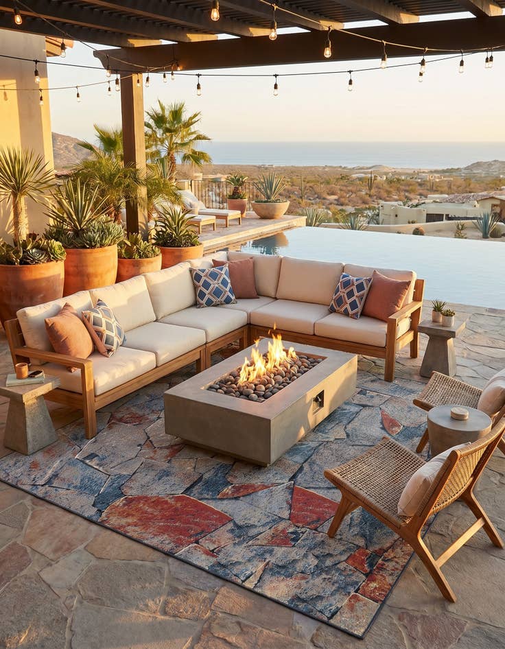 Detail image of 10' x 10' Easy-Clean Modern Indoor / Outdoor Square Rug