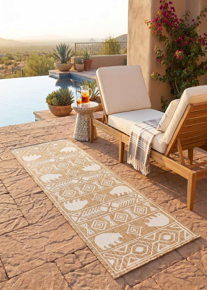 2' x 6' Easy-Clean Southwestern Indoor / Outdoor Runner Rug