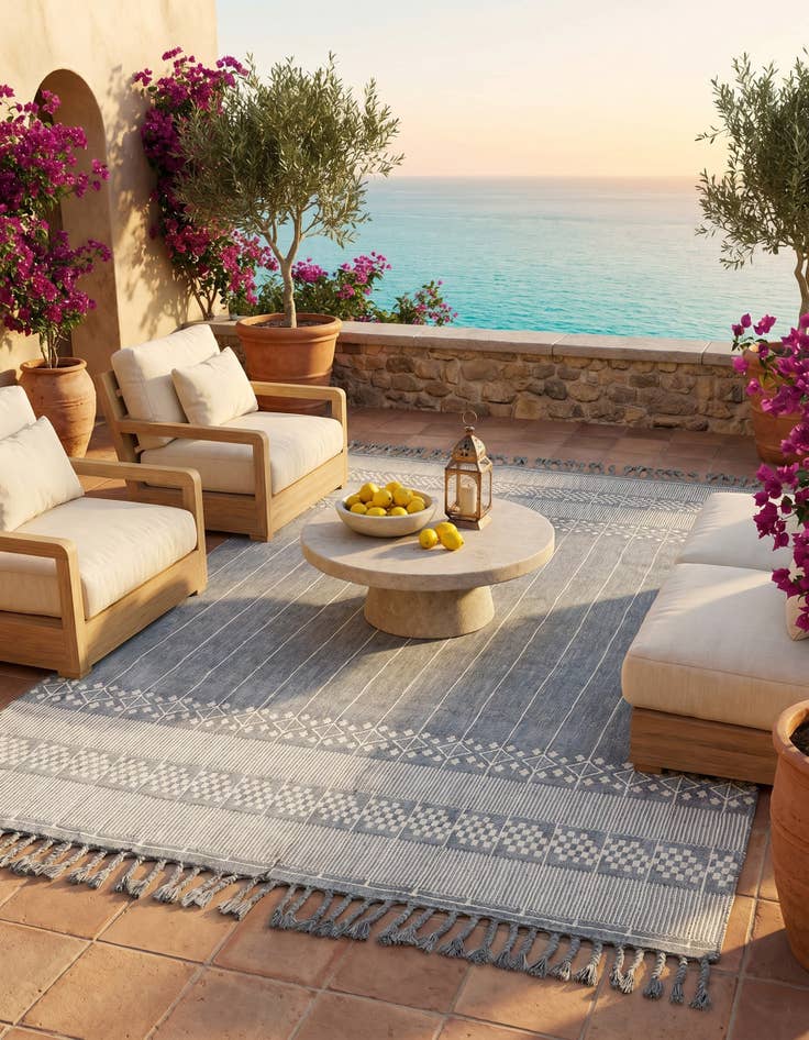 Detail image of 9' x 12' Easy-Clean Eco Bohemian Indoor / Outdoor Rug