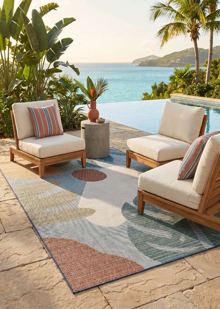 6' 1 x 9' Easy-Clean Baja Indoor / Outdoor Rug