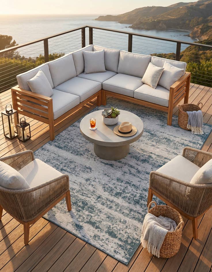 Detail image of 6' x 9' Easy-Clean Modern Indoor / Outdoor Rug