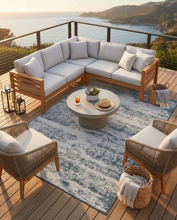 6' x 9' Easy-Clean Modern Indoor / Outdoor Rug