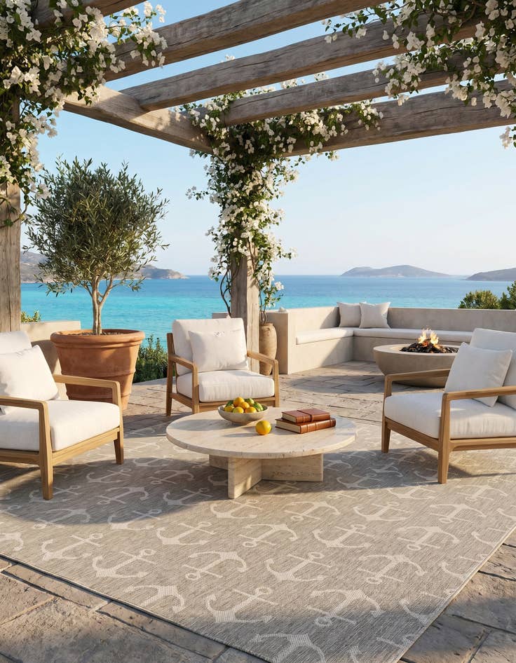 Detail image of 13' x 13' Easy-Clean Coastal Indoor / Outdoor Square Rug