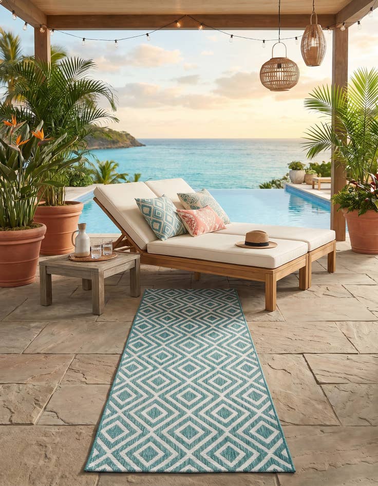 Detail image of 2' x 6' Easy-Clean Jill Zarin Costa Rica Indoor / Outdoor Runner Rug