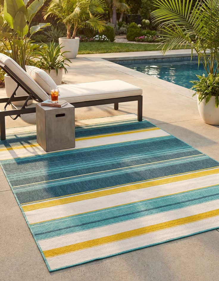 Detail image of 5' x 8' Easy-Clean Border Indoor / Outdoor Rug