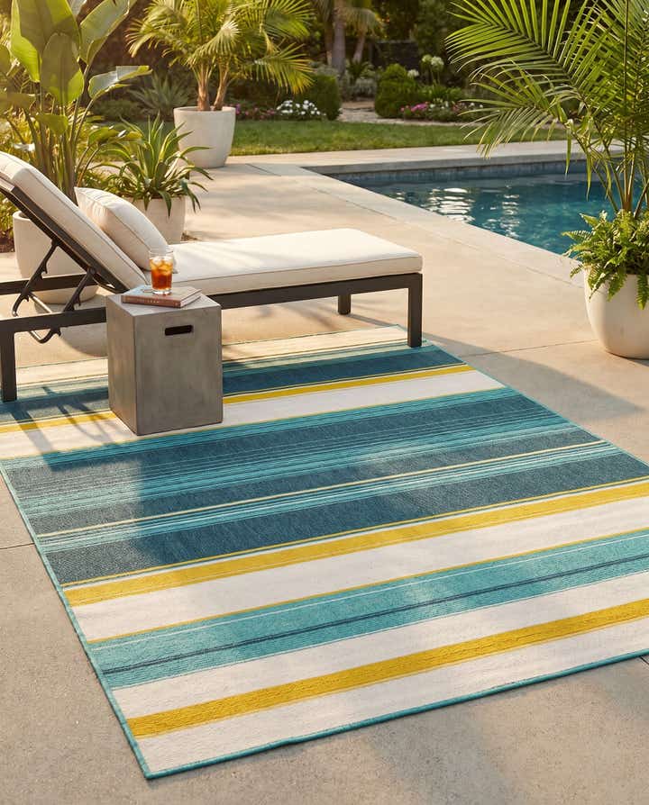 5' x 8' Easy-Clean Border Indoor / Outdoor Rug