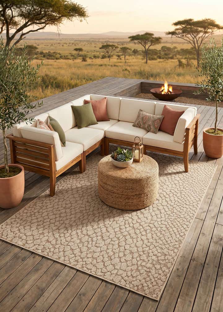 5' 3 x 8' Easy-Clean Safari Indoor / Outdoor Rug