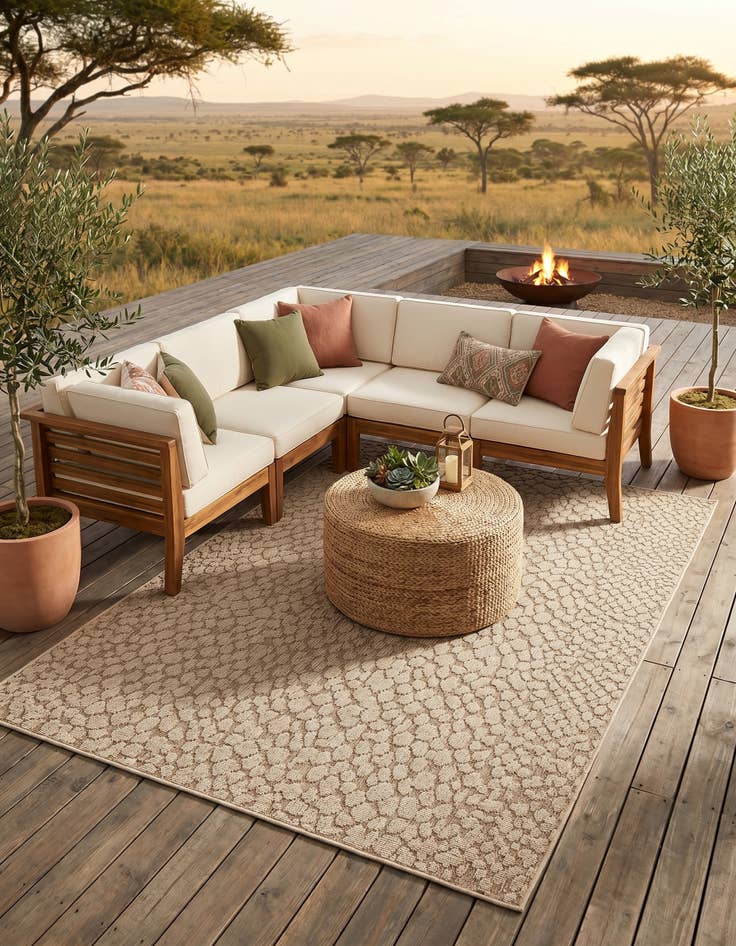 Detail image of 5' 3 x 8' Easy-Clean Safari Indoor / Outdoor Rug