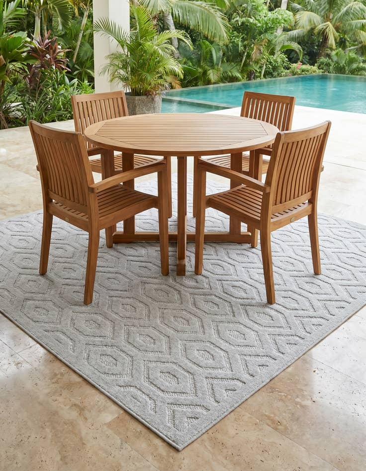 Detail image of 7' 10 x 7' 10 Easy-Clean Trellis Textured Indoor / Outdoor Square Rug
